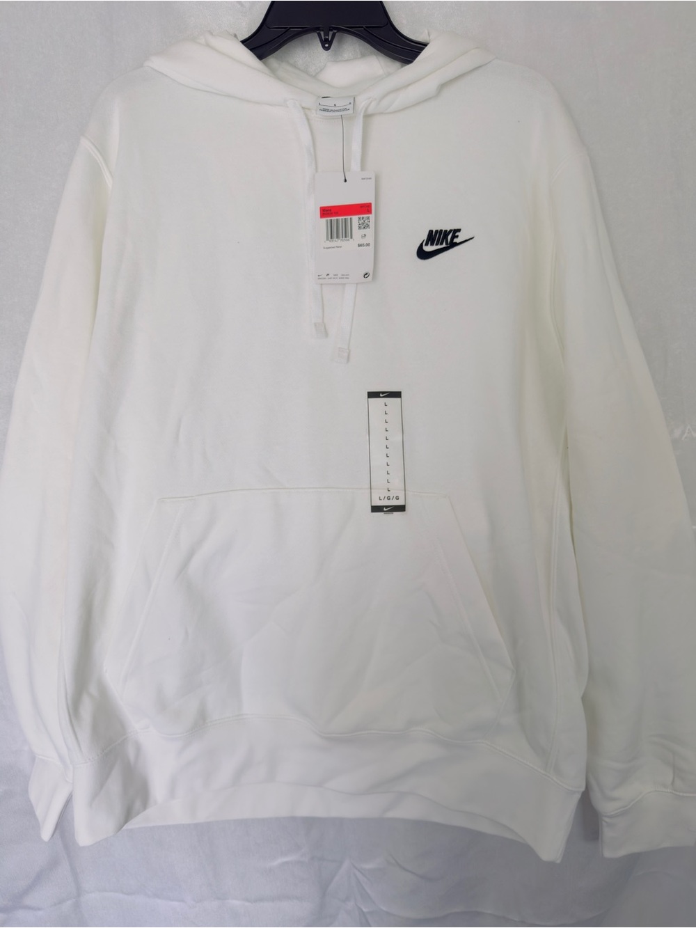 Nike White Men's Hoodie with Black Swoosh Brand NEW with Tags